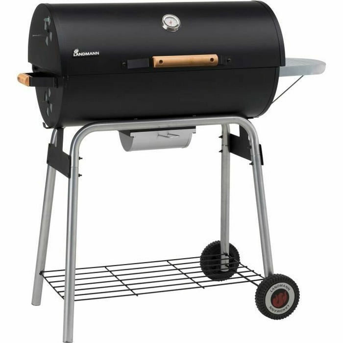 Barbecue a Carbone con Coperchio e Ruote Landmann Black Taurus Nero Acciaio Smaltato