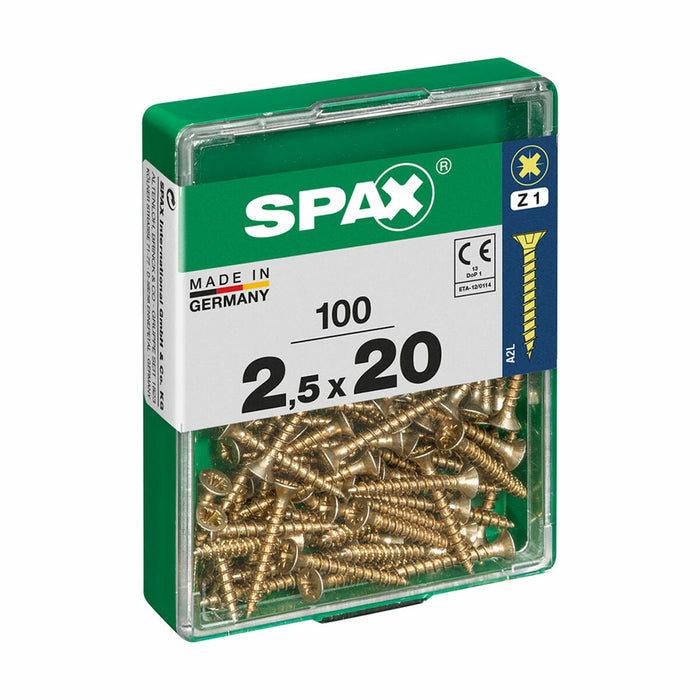 Scatola a viti SPAX Vite per legno Testa piatta (2,5 x 20 mm)