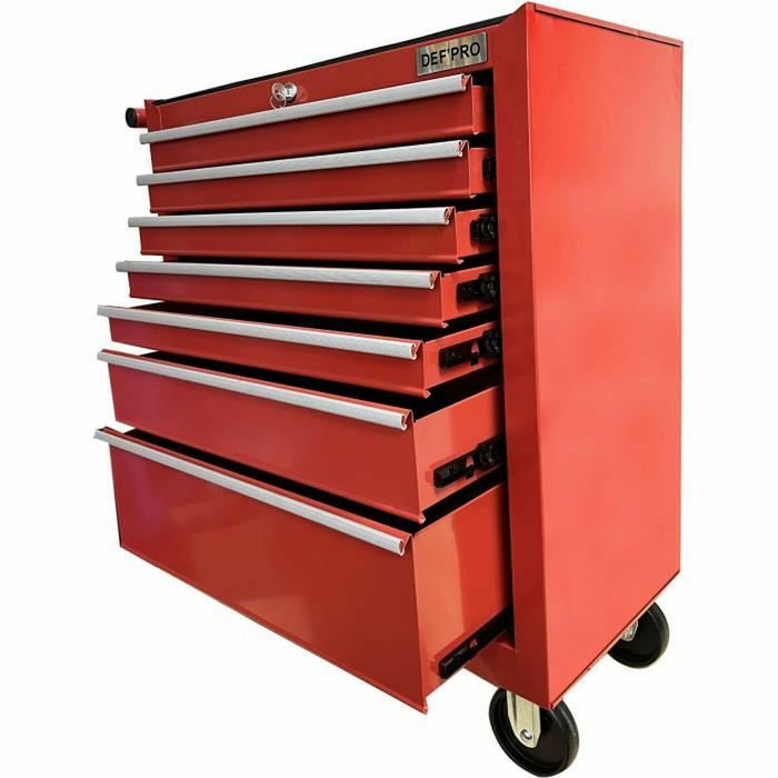 Carrello per attrezzi Defpro Rosso Con chiave Metallo 7 casseti