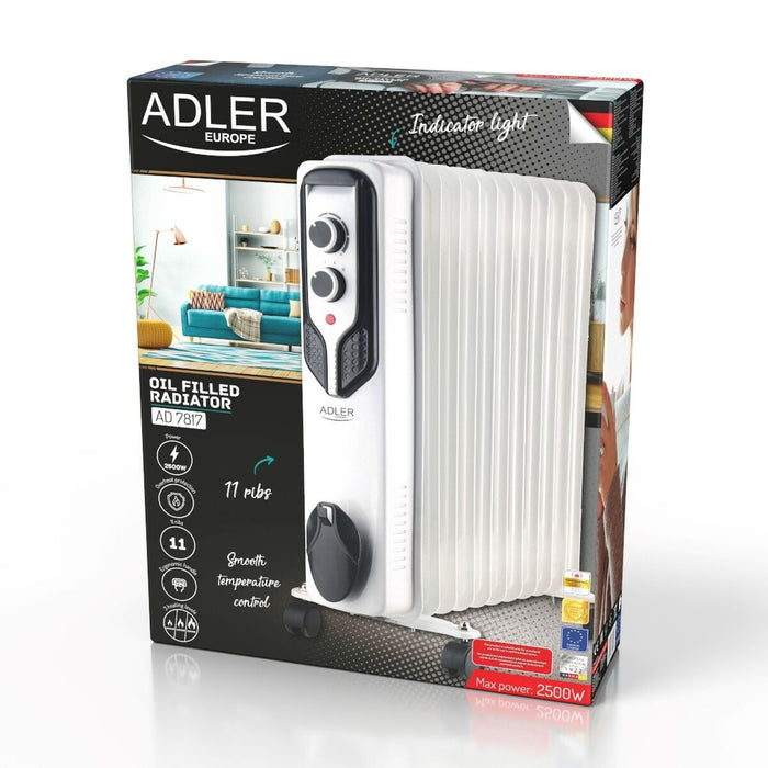 Radiatore a Olio Adler AD 7817 Bianco Nero 2500 W