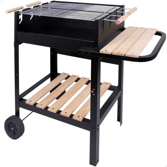 Barbecue a Carboni con Ruote Aktive Metallo smaltato 100,5 x 88,5 x 40 cm Nero