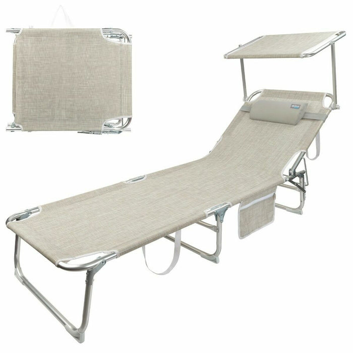 Lettino da spiaggia Colorbaby Pieghevole Beige 188 x 58 x 30 cm