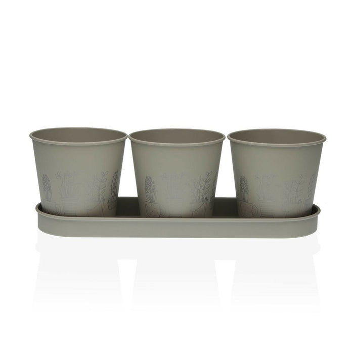 Vaso Versa Grigio Triplo Metallo (11 x 33 cm)