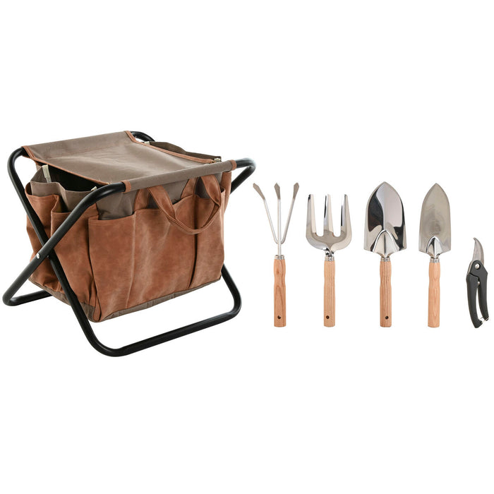 Kit di attrezzi per il giardinaggio Home ESPRIT 7 Pezzi Marrone 40 x 28 x 35 cm