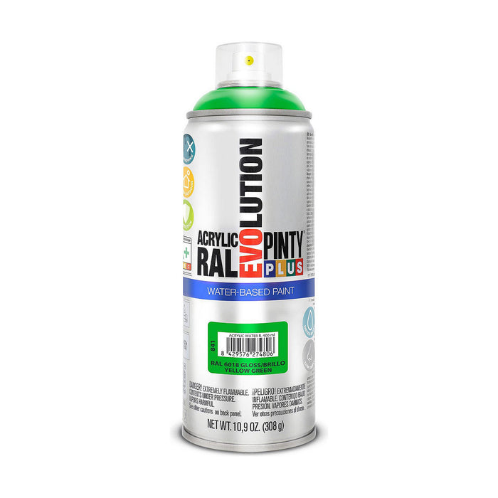 Vernice spray Pintyplus Evolution RAL 6018 Base d'acqua Yellow Green 400 ml