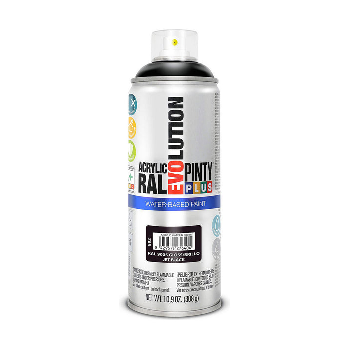 Vernice spray Pintyplus Evolution RAL 9005 Base d'acqua Jet Black 400 ml