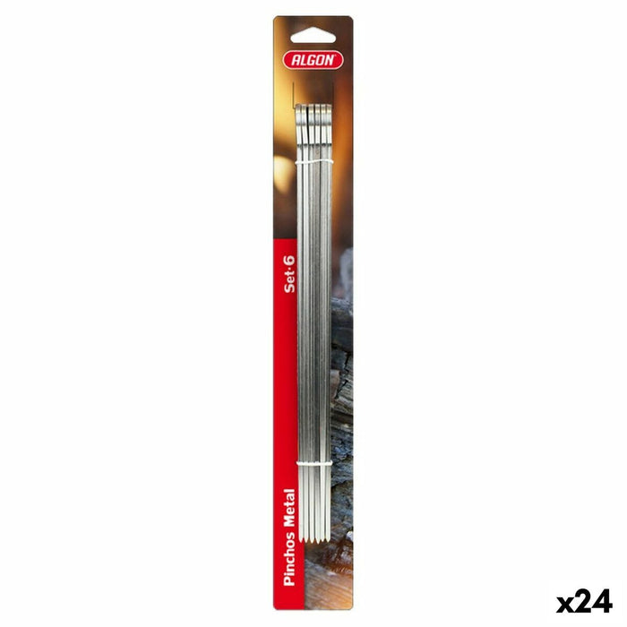 Set di Spiedini per Barbecue Algon Metallo 6 Pezzi (24 Unità) (33 cm x 4 mm)