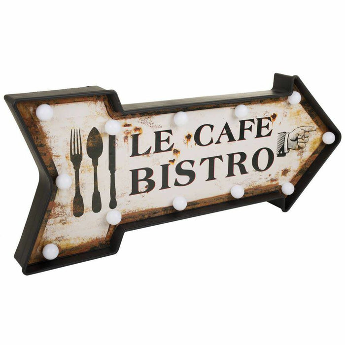 Placca da Parete Alexandra House Living Le Cafe Bistro Bianco Ferro 27 x 5 x 65 cm Illuminazione