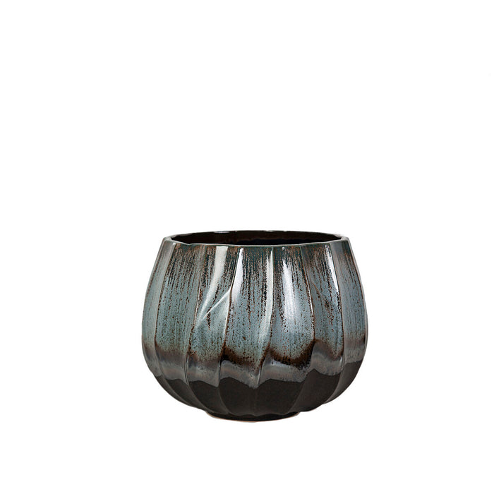 Vaso Romimex Azzurro Nero Ceramica 20 x 19 x 20 cm