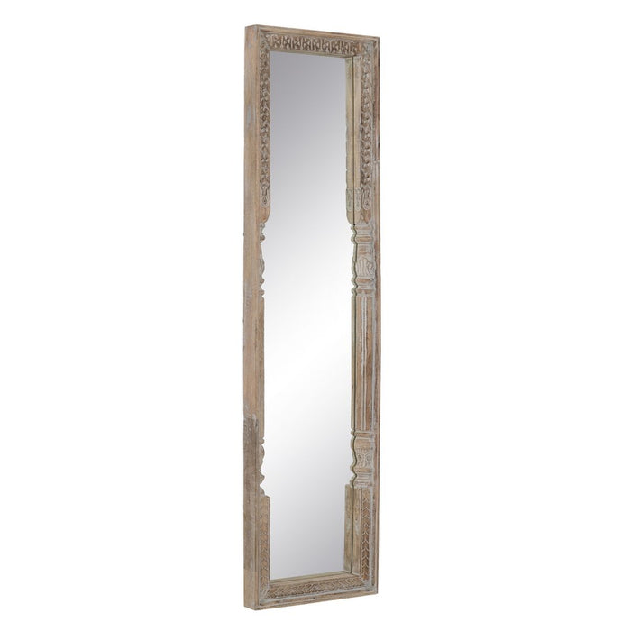 Specchio spogliatoio Bianco Naturale Cristallo Legno di mango Legno MDF Verticale 48,26 x 7 x 183 cm