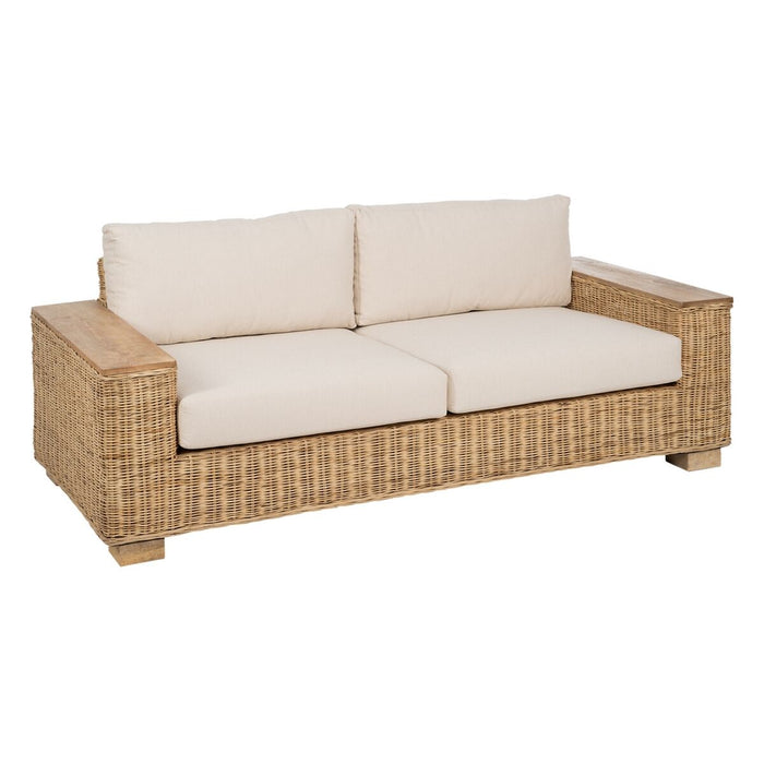 Divano da Giardino Naturale Legno di mango Foam Fibra naturale 198 x 88 x 67 cm