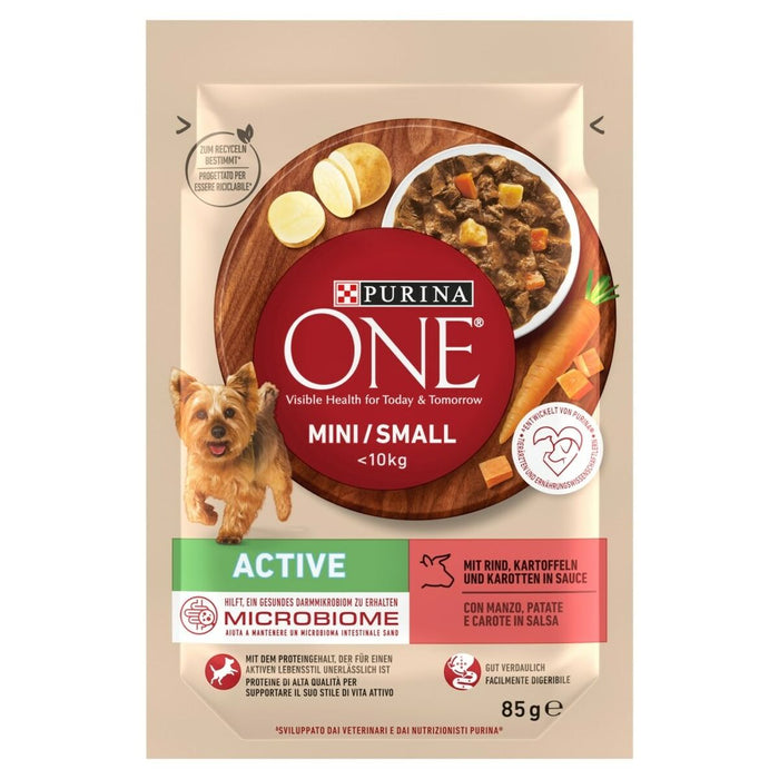 Cibo umido Purina Mini/Small Active Beef Carne di manzo e vitello 85 g