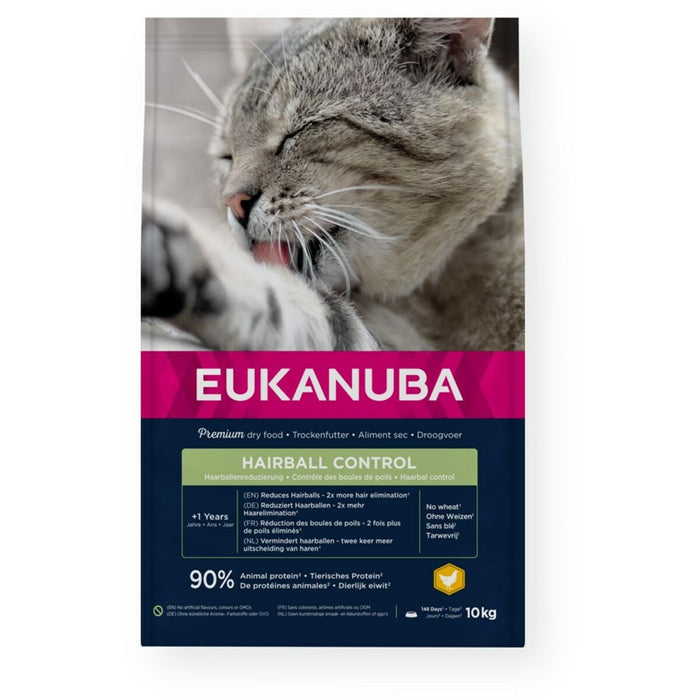 Cibo per gatti Eukanuba Hairball Control Chicken Pollo 10 kg