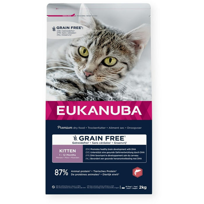 Cibo per gatti Eukanuba Grain Free Kitten Salmon Pesce 2 Kg