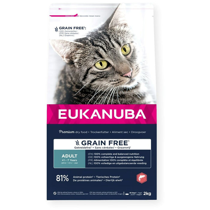 Cibo per gatti Eukanuba Grain Free Adult Salmon Pesce 2 Kg