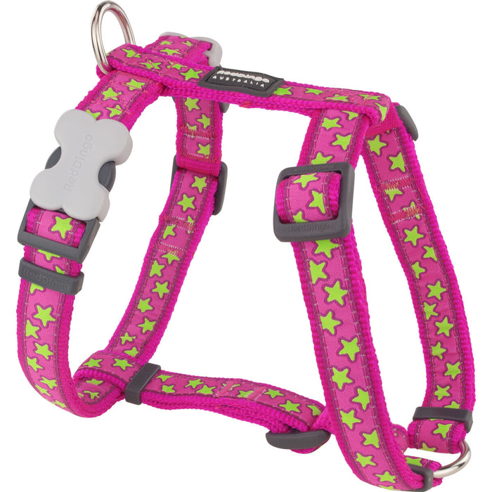 Imbracatura per Cani Red Dingo STYLE STARS LIME ON HOT PINK 36-54 cm 30-48 cm