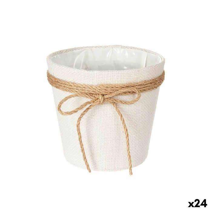 Vaso Fiocco Bianco Stoffa 16 x 15 x 16 cm (24 Unità)