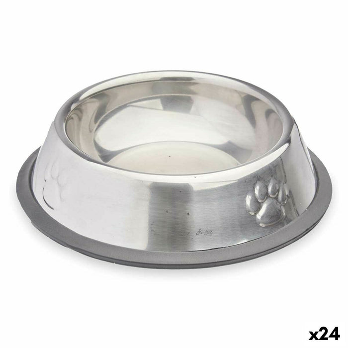 Ciotola per cani Argentato Grigio Gomma Metallo 15 x 4 x 15 cm (24 Unità)