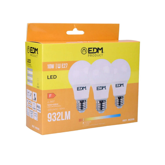 Confezione da 3 lampadine LED EDM F 10 W E27 810 Lm Ø 6 x 10,8 cm (3200 K)