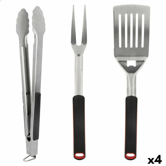 Set Utensili da Barbecue Aktive 3 Pezzi Barbecue Acciaio inossidabile 9 x 41 x 5 cm (4 Unità)